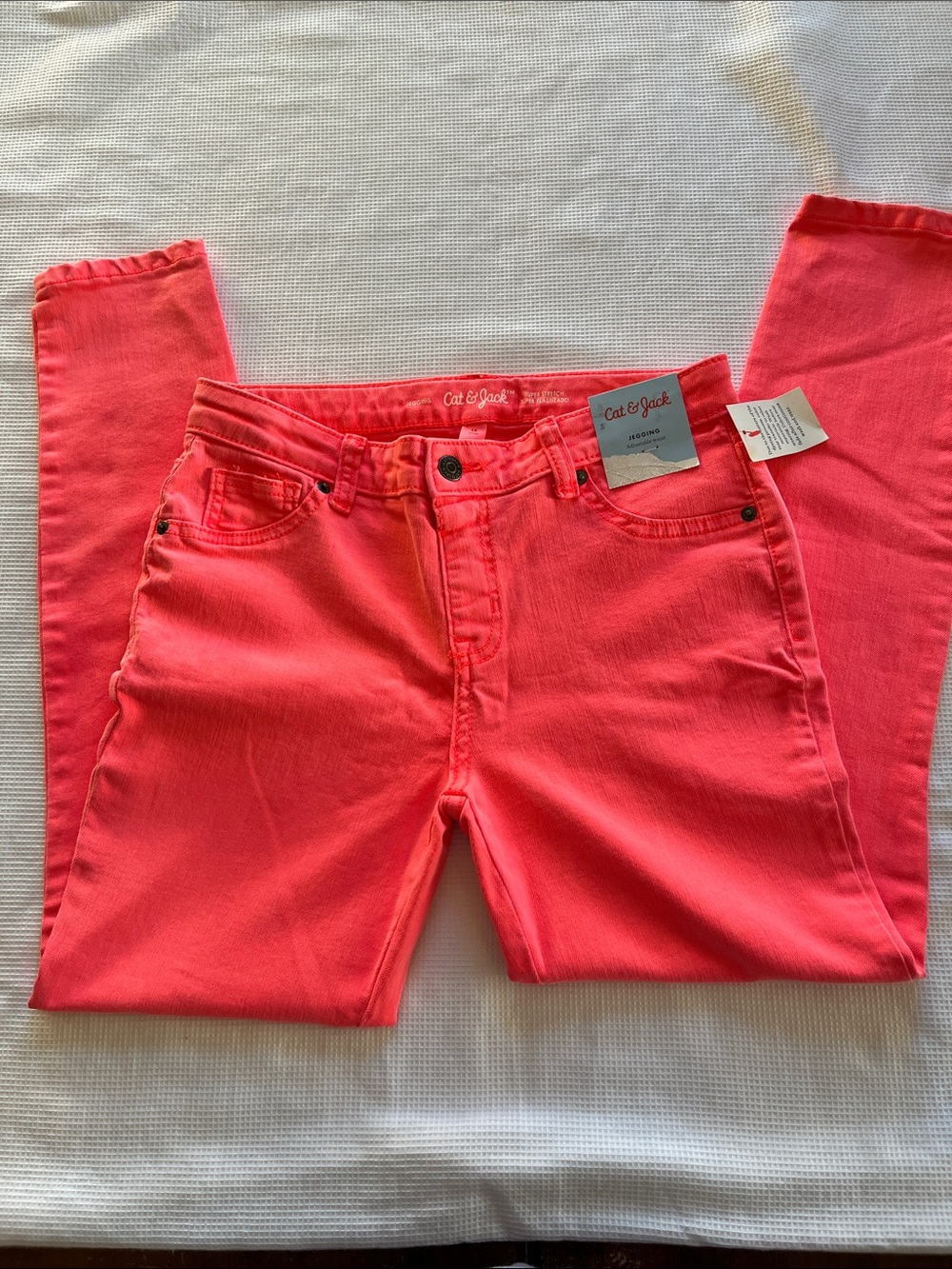 Cat & Jack Bright Neon Coral Pink Skinny Jeans size 14